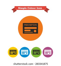 Set of icons with prescription, with text on red ribbon