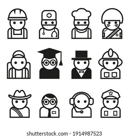 set of icons with professions. people and work.