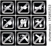 Set of icons with prohibiting different designations