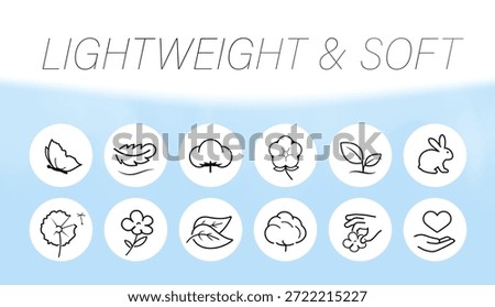 Set icons properties of lightweight and soft for describes materials, fabrics, clothing, and other products. Vector elements are good for different backgrounds, well scalable and editable. EPS10.