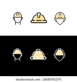 a set of icons with protective helmets. icons for construction companies