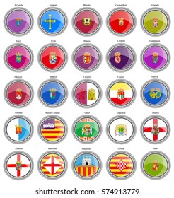 Set of icons. Provinces of Spain flags. Vector.   