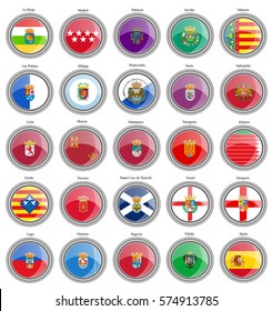 Set of icons. Provinces of Spain flags. Vector.   