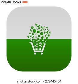 Set of icons. Put into shopping cart. Great buy. Cart of goods. Supermarket. icon. vector design