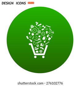 Set of icons. Put into shopping cart. Great buy. Cart of goods. Supermarket. icon. vector design
