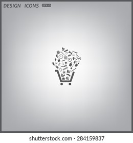 Set of icons. Put into shopping cart. Great buy. Cart of goods. Supermarket. icon. vector design
