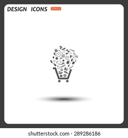 Set of icons. Put into shopping cart. Great buy. Cart of goods. Supermarket. icon. vector design