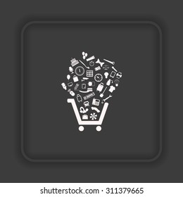 Set of icons. Put into shopping cart. Great buy. Cart of goods. Supermarket. icon. vector design