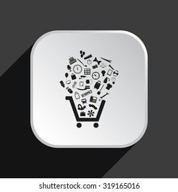 Set of icons. Put into shopping cart. Great buy. Cart of goods. Supermarket. icon. vector design