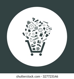Set of icons. Put into shopping cart. Great buy. Cart of goods. Supermarket. icon. vector design