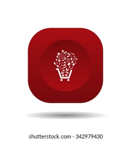 Set of icons. Put into shopping cart. Great buy. Cart of goods. Supermarket. icon. vector design
