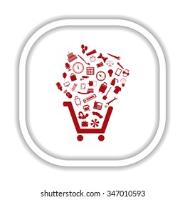 Set of icons. Put into shopping cart. Great buy. Cart of goods. Supermarket. icon. vector design