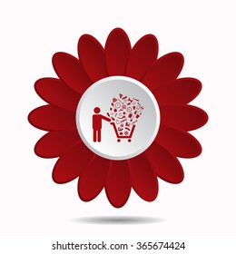 Set of icons. Put into shopping cart. Great buy. Cart of goods. Supermarket icon, vector illustration. Flat design style