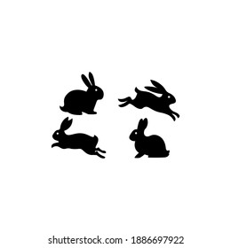 Set icons of rabbits, hares. Vector illustration eps 10.