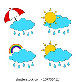 set of icons for rainy day - vector illustration