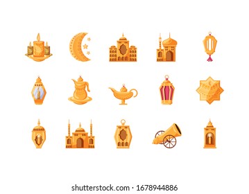 conjunto de iconos ramadan kareem diseño de ilustración vectorial