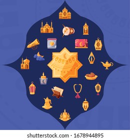 set of icons ramadan kareem vector illustration design