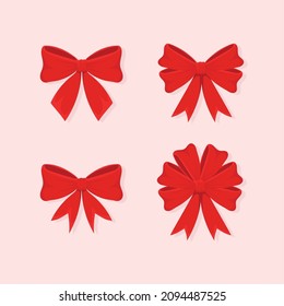 set icons red bows decorations