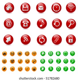 set of icons: red, green, orange