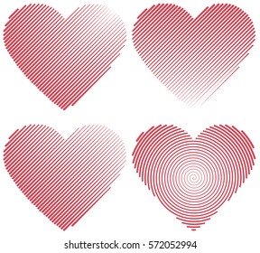 Set icons red heart shape. Illustration in vector format