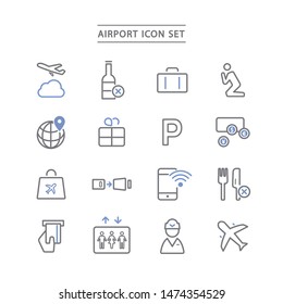 set of icons related to airport.