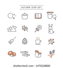 Set of icons related to autumn.