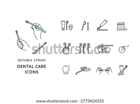 A set of icons related to brushing teeth