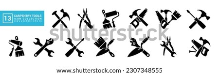 Set of icons related to carpentry tools, various painting tools, carpenter icon templates, mechanic icons editable and resizable EPS 10