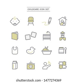 set of icons related to childcare.