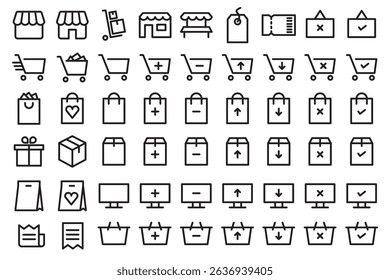 Set of icons related to commerce, sales, stores and shopping. Symbols for your web business.