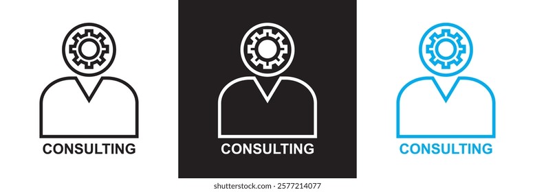 Set of  icons related to consulting.  Editable stroke. isolated on white and black background. vector illustration. EPS 10