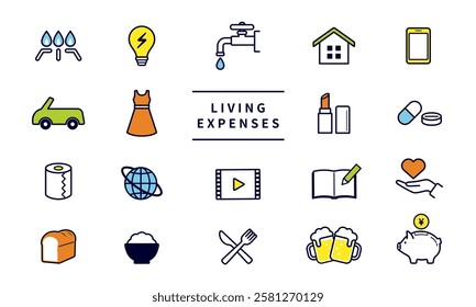 Set of icons related to cost of living