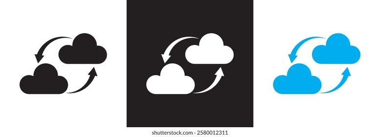 Set of  icons related to data exchange, traffic, files, cloud, server etc.  isolated on white and black background. vector illustration. EPS 10