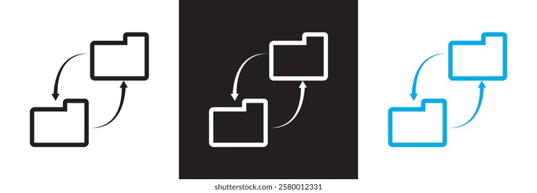 Set of  icons related to data exchange, traffic, files, cloud, server etc.  isolated on white and black background. vector illustration. EPS 10