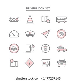 set of icons related to driving and car.