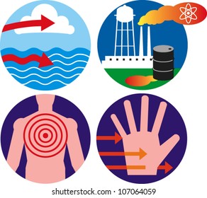 Set of icons related to the environment and exposure to contaminants