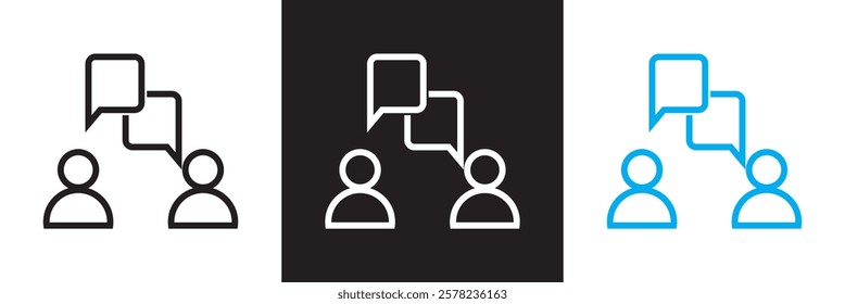 Set of  icons related to interview. Editable stroke. isolated on white and black background. vector illustration. EPS 10