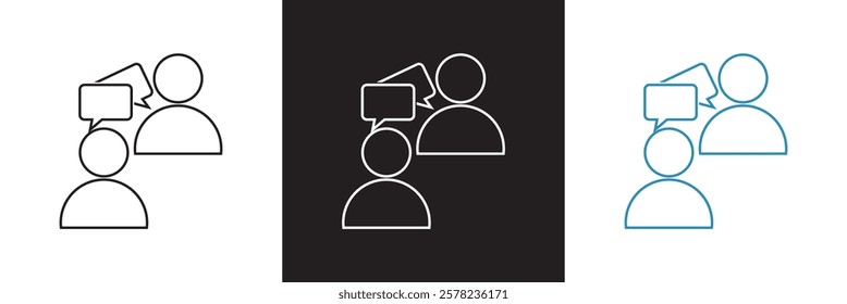 Set of  icons related to interview. Editable stroke. isolated on white and black background. vector illustration. EPS 10