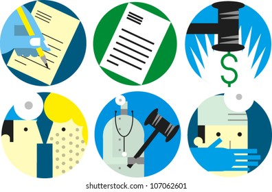 Set of icons related to medical/legal subjects