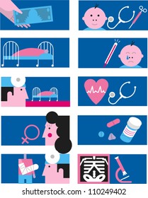 Set of icons related to medicine and health care