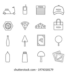 Set of icons related to Pizza and Pizza delivery. Food icons related to pizza.