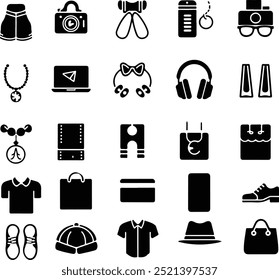 Set of  icons related to shopping. Linear icon collection. Editable stroke. Vector 