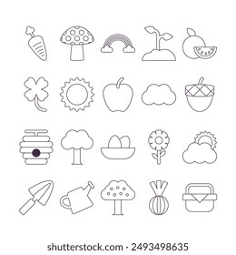 Set of icons related to the spring season