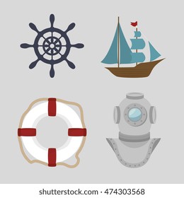 set of icons relating to the sea vector illustration graphic