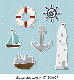 set of icons relating to the sea vector illustration graphic