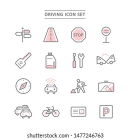 set of icons releted to driving and car.