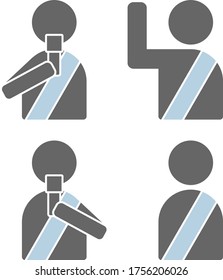 Set of icons of the representatives with a sash across one's chest, speeches and raising of hands