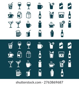 Set of icons representing different beverages