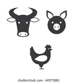 a set of icons representing different kinds of meat