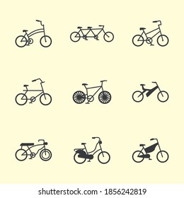 set icons, representing different types of bikes vector illustration design